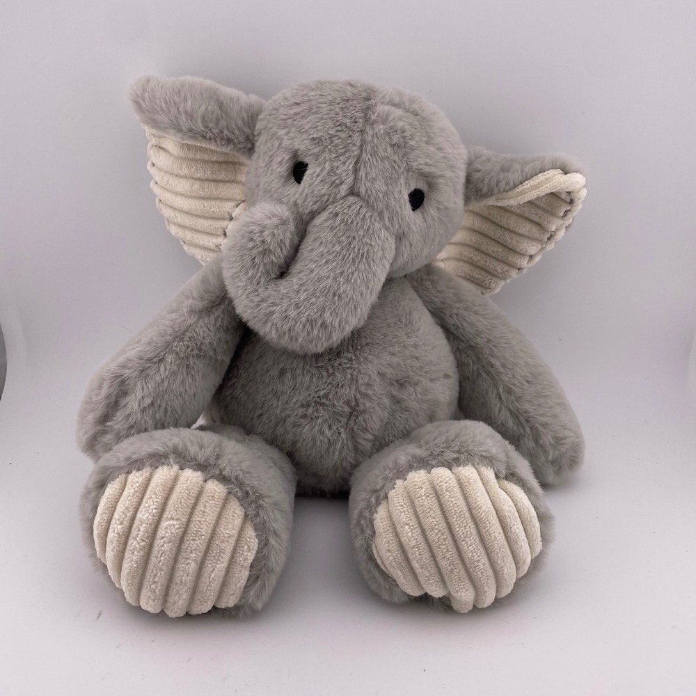 Lambs & Ivy Plush Elephant Soft Stuffed Animal Gray Corduroy Ears Baby Toy - Picture 2 of 6